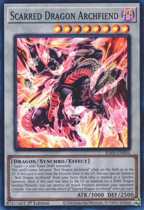 Vernarbter Rotdrachen-Erzunterweltler (Scarred Dragon Archfiend)