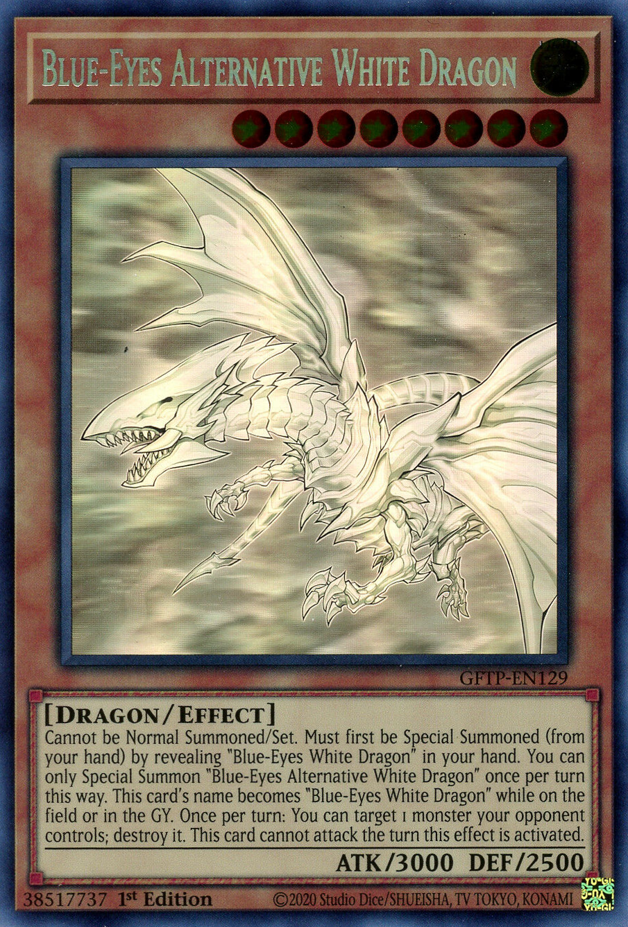 Secret Rare Blue-Eyes Alternative White Dragon 1st Edition MVP1-ENS46 