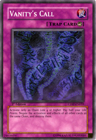YU-GI-OH CARD VANITY'S CALL TRAP CARD 1st EDITION!