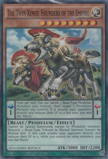 24664 Yugioh EP15-JP078 The Twin Kings Founders of the Empire Extra Secret Rare 