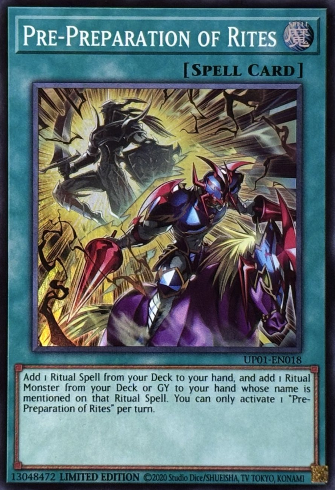 yugioh add ritual card to hand PrePreparation of Rites - RA01-EN055 Super Rare Quick Handtrap guide against Mitsurugi.