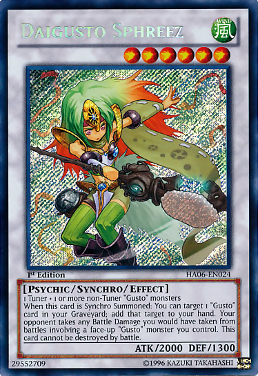 YuGiOh Musto Oracle of Gusto Super Rare 1st Ed X1 Fast Shipping HA06-EN045