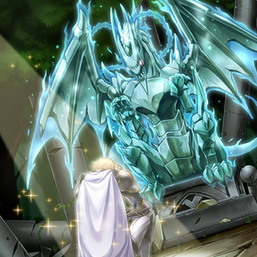 "Paladin of Felgrand" and the statue of "Divine Dragon Lord Felgrand" in the artwork of "Return of the Dragon Lords"