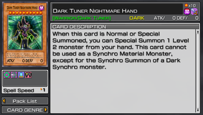 Dark Tuner Nightmare Hand Force 4 Yugipedia Yu Gi Oh Wiki