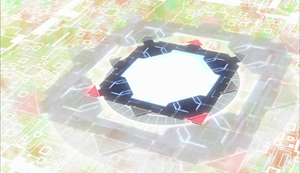 The Link Summoning portal in the anime. Link Markers can be seen around it.