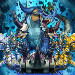 "Dragon Poseidra" (middle), two "Dragoons" (front) and the shadows of "Attack Squad", "Heavy Infantry", "Marksmans" and "Pikemans" (back) in the artwork of "Call of the Atlanteans"