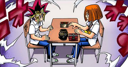 Yugi and Imori's Dragon Cards game