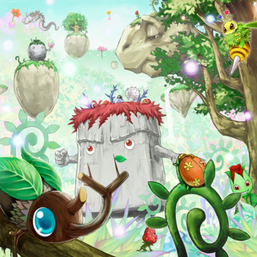 Various "Naturia" monsters in the artwork of "Naturia Forest".