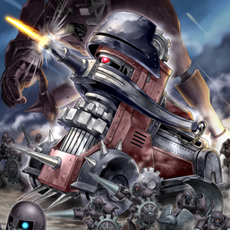 "Golem", multiple "Knights", two "Soldiers" and one "Tank" in the artwork of "Ancient Gear Catapult".