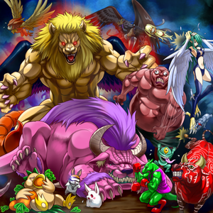Various monsters of the Beast-, Beast-Warrior-, and Winged Beast-Types in the artwork of "The Big Cattle Drive".
