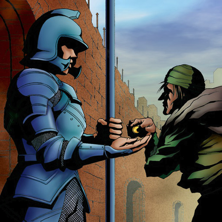 Artwork of "Toll", an example of a card that imposes a cost on players.