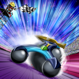 "Speedroid Pachingo-Kart" and "Speedroid Den-Den Daiko Duke" in the artwork of "Speedlift".