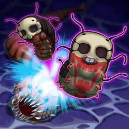 "Dungeon Worm" and two "Worm Tokens" in the artwork of "Worm Bait"