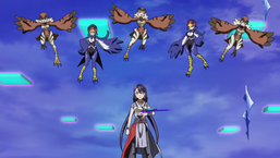 Lulu with three "Lyrilusc - Cobalt Sparrows" and two "Lyrilusc - Sapphire Swallows"