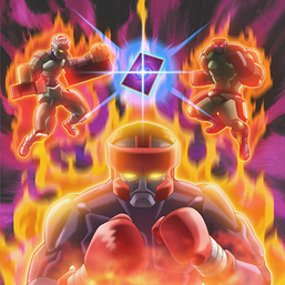"Battlin' Boxer Headgeared", "Battlin' Boxer Sparrer" and "Battlin' Boxer Glassjaw", in the artwork of "Battlin' Boxing Spirits".