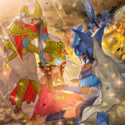 "Matriarch", "Disciple", "Devotee", and "Cerulean Sacred Phoenix" in the artwork of "Last Hope of Nephthys"