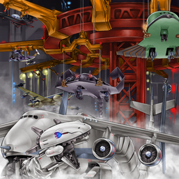 "Blackfalcon", "Coltwing", "Hamstrat", "Dracossack", "Stealthray" and "Warbluran" in the artwork of "Xyz Override"
