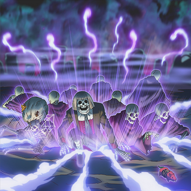 "The Lady in Wight", "Wightmare", "King of the Skull Servants"/"Skull Servants" and "Bone Mouse" in the artwork of "Panic Burial"
