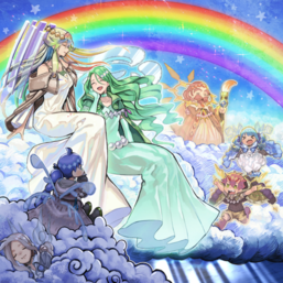 All "The Weather" monsters in the artwork of "The Weather Rainbowed Canvas"