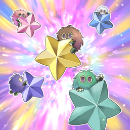 "Kuriboh", "Kuriboo", "Kuribeh", "Kuribah", and "Kuribee" in the anime artwork of "Five Star Twilight". (Clockwise from the center)