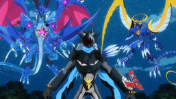 The Lukeman stands together with his two Fusion Monsters.