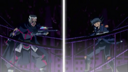 Yusei and Roman square off.