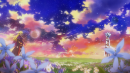 Yudias and Zuwijo see themselves in a field of flowers as they discuss battle.