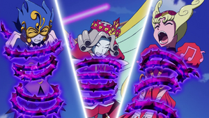 "Canon the Melodious Diva", "Mozarta the Melodious Maestra" and "Solo the Melodious Songstress" with Thorn Counters as shown in the anime.