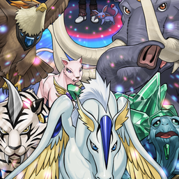 The seven "Crystal Beasts" appear in the artwork of "Crystal Conclave"