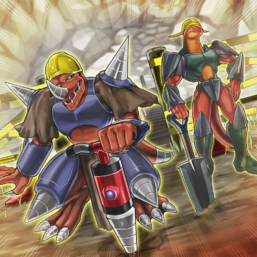 "Drillzard" and "Shovelon" in the artwork of "Constructor Blockade"