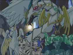 Crystal Beasts and Rainbow Dragon protect Jesse.png