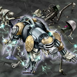 "Scrap Beast", with the remains of "Scrap Goblin" and "Scrap Soldier"), in the artwork of "Guts of Steel"