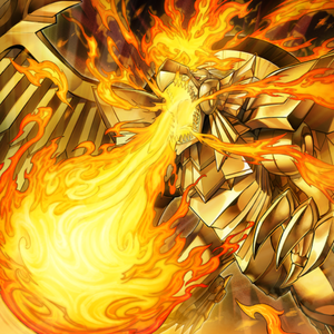"The Winged Dragon of Ra" in the artwork of "Blaze Cannon".