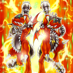 "Armed Dragon LV5" and "Armed Dragon Thunder LV5" in the artwork of "Armed Dragon Blitz"