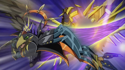 "Assault Blackwing - Onimaru the Divine Thunder" clashes with "Raidraptor - Ultimate Falcon".