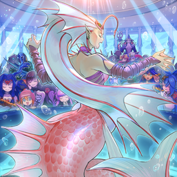 "Deep Sea Diva" and several other WATER monsters in the artwork of "Deep Sea Aria"