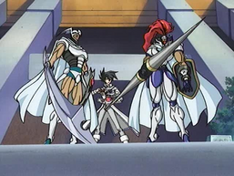Chazz Princeton with "White Knight Swordsman" and "White Knight Lancer".