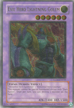 Yu-Gi-Oh! Evil Hero Lightning Golem Card – GLAS-EN039 Ultra Rare 1st Edition From Gladiators Assault