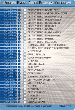 Duelist Pack - Aster Phoenix - Checklist - Yugipedia